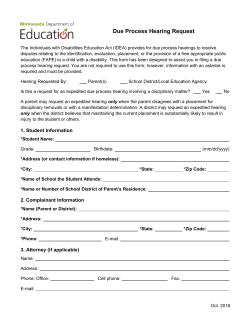 Due Process Hearing Request