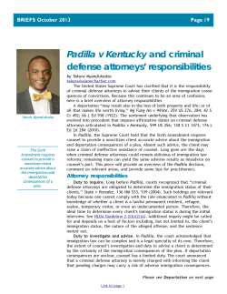 Padilla v Kentucky and criminal defense attorneys` responsibilities