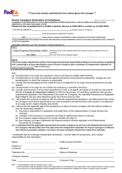 Known Consignor Declaration of Compliance