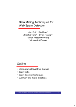 Data Mining Techniques for Web Spam Detection Outline