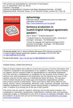 Sentence production in Swahili–English bilingual agrammatic