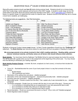 HIGHTOWER TRAIL 6 -GRADE SUMMER READING PROGRAM 2014