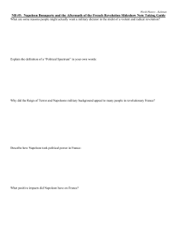 NB #5: Napoleon Bonaparte and the Aftermath of the French