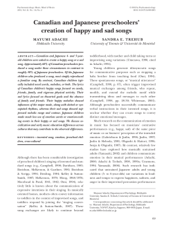 Canadian and Japanese preschoolers` creation of happy and sad