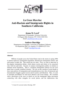 La Gran Marcha: Anti-Racism and Immigrants Rights in Southern