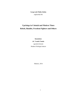 Uprisings in Colonial and Modern Times Rebels, Bandits, Freedom