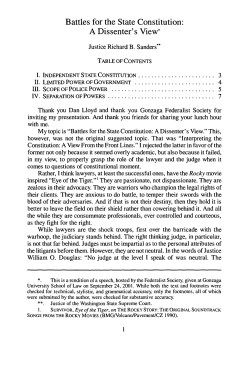 Battles for the State Constitution: A Dissenter`s View