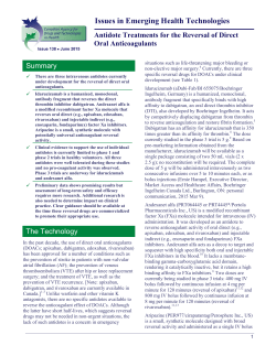Antidote Treatments for the Reversal of Direct Oral