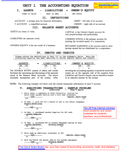 Unit 1 The Accounting Equation
