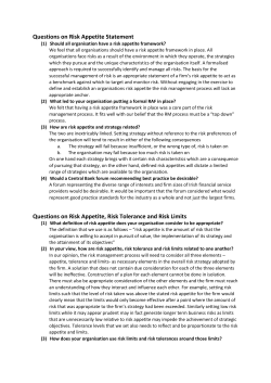 Risk Appetite Discussion Paper