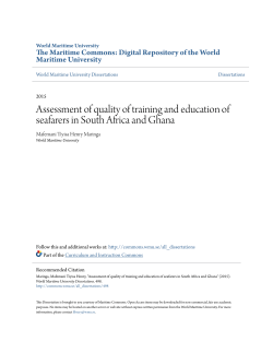 Assessment of quality of training and education of seafarers in South