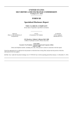 Clorox Conflict Minerals Disclosure