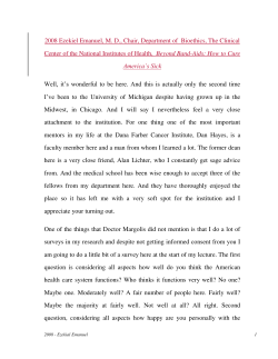 2008 Ezekiel Emanuel, MD, Chair, Department of