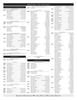 JOHNS HOPkINS WATER POLO RECORD BOOk