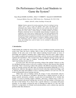 Do Performance Goals Lead Students to Game the System?