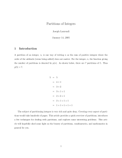 Partitions of Integers