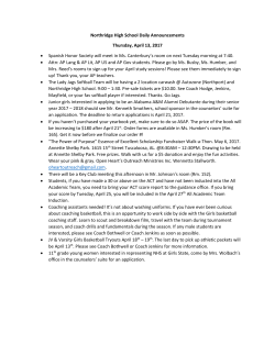 Northridge High School Daily Announcements Thursday, April 13