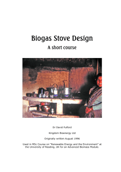Biogas Stove Design - Kingdom Bioenergy Ltd