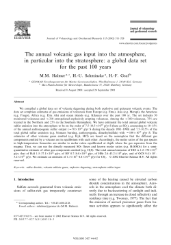 The annual volcanic gas input into the atmosphere