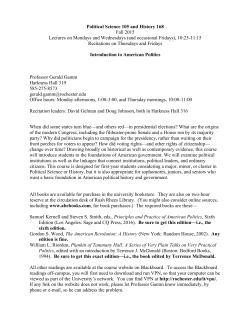 Political Science 105 and History 168 Fall 2015 Lectures on