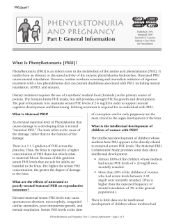 PHEnylketonuria and Pregnancy - Western States Genetics Services