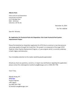 Alberta Parks December 15, 2015 Our File: G66336 Dear Mr