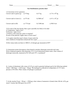 Gas Stoichiometry practice sheet 1) Conversion