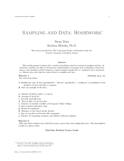 Sampling and Data: Homework∗