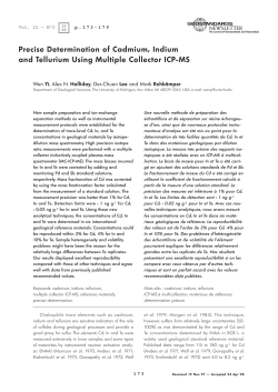 Precise Determination of Cadmium, Indium and Tellurium Using