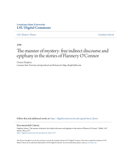 free indirect discourse and epiphany in the stories of Flannery O