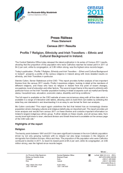 Press Release for Profile 7 Religion, Ethnicity and Irish