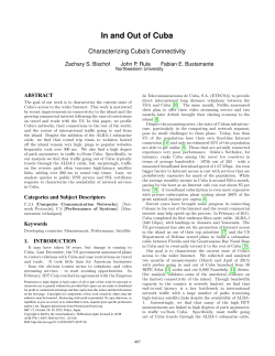 In and Out of Cuba, Characterizing Cuba`s Connectivity