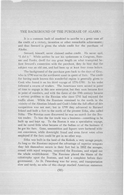 `tHE BACKGROUND OF THE PURCHASE OF ALASKA It is a