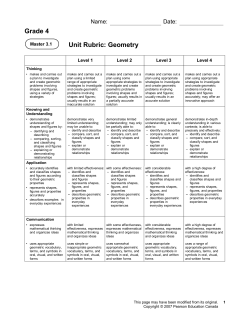 Grade 4 Unit Rubric: Geometry