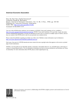 Does the Past Have Useful Economics?