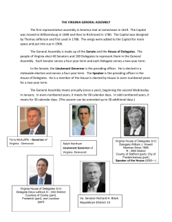 THE VIRGINIA GENERAL ASSEMBLY The first representative