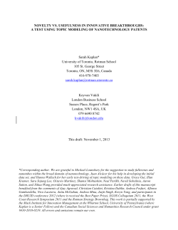 NOVELTY VS. USEFULNESS IN INNOVATIVE BREAKTHROUGHS