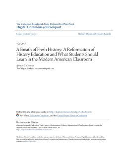 A Breath of Fresh History: A Reformation of History Education and
