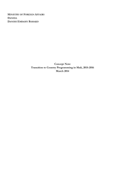 Concept Note Transition to Country Programming in Mali, 2015