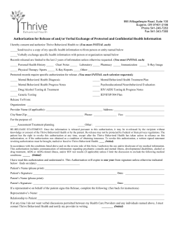 Authorization for Release of and/or Verbal Exchange of Protected
