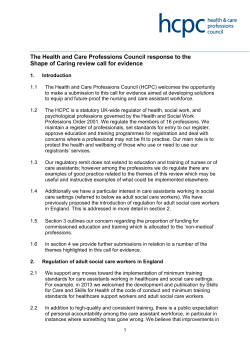 The Health and Care Professions Council response to the Shape of