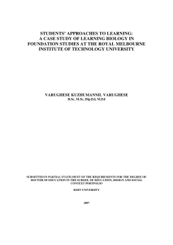 students` approaches to learning: a case study of learning biology in