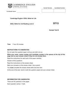ESOL Skills for Life ESOL Skills for Life Reading Level 2 Sample