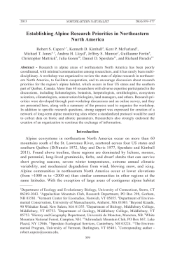 Establishing Alpine Research Priorities in Northeastern North America
