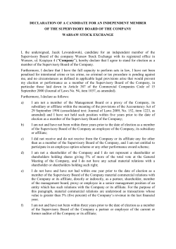 DECLARATION OF A CANDIDATE FOR AN INDEPENDENT