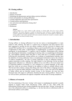 55. Closing suffixes 1. Introduction 2. History of research
