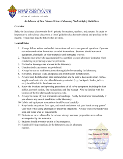 ANO Science Safety Guidelines - Our Lady of the Lake Roman