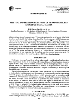 MELTING AND FREEZING BEHAVIORS OF Pb NANOPARTICLES