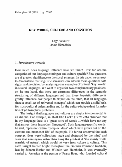 Key Worlds, Culture and Cognition