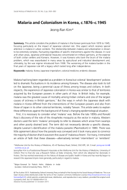 Malaria and Colonialism in Korea, c.1876&ndash;c.1945
